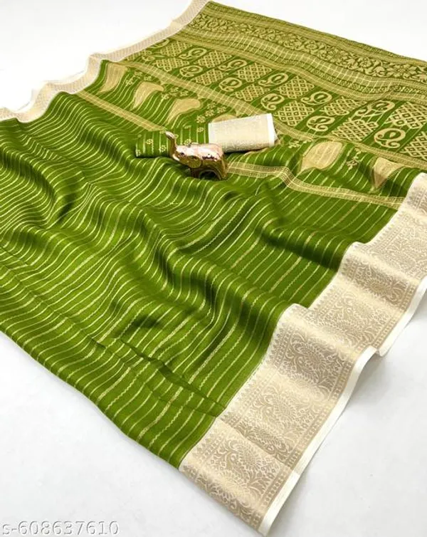 Green_Premium_Green_Georgette_Saree_With_Jacquard_Zari_Border_Blouse_Designer_Party_Festive_Wedding_Wear_Saree_For_Women