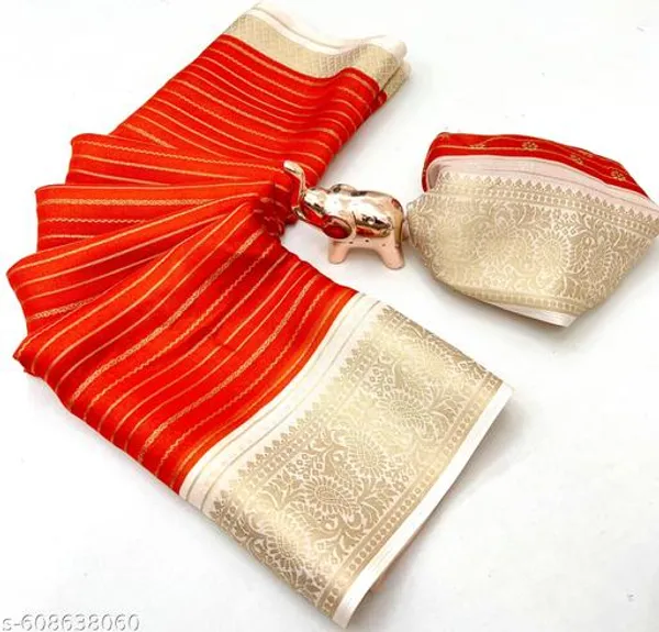 Orange_Premium_Orange_Georgette_Saree_With_Jacquard_Zari_Border_Blouse_Designer_Party_Festive_Wedding_Wear_Saree_For_Women