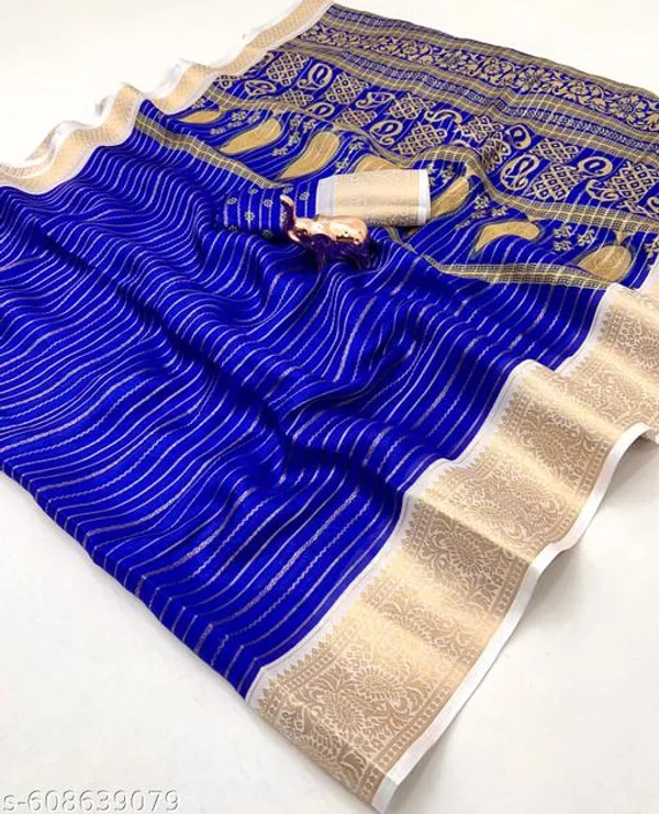 Blue_Georgette_Saree_For_Women_Designer_Saree_With_Running_Blouse_Jacquard_Zari_Border_Lightweight_Party_Wear_Wedding_Festive_Saree_New_Traditional_Collection