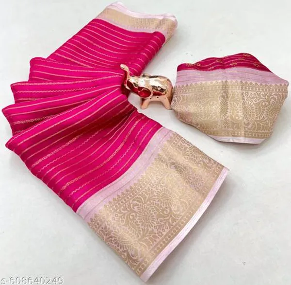 Pink_Premium_Pink_Georgette_Saree_With_Jacquard_Zari_Border_Blouse_Designer_Party_Festive_Wedding_Wear_Saree_For_Women