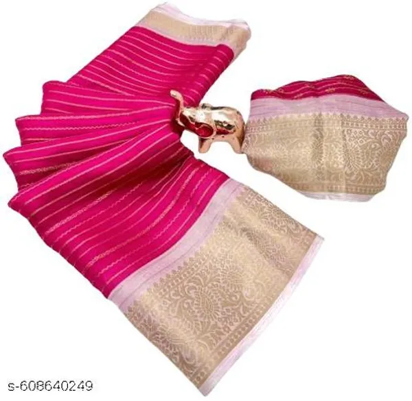 Pink_Premium_Pink_Georgette_Saree_With_Jacquard_Zari_Border_Blouse_Designer_Party_Festive_Wedding_Wear_Saree_For_Women