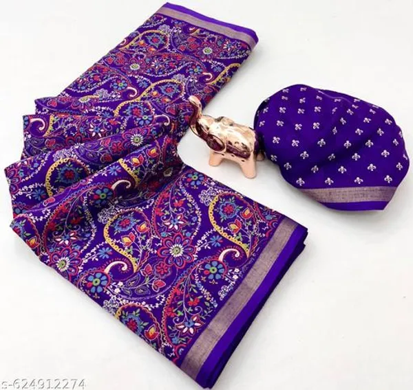 Purple_Purple_Cotton_Silk_Bandhani_Printed_Saree_With_Golden_Zari_Border_Blouse_Lightweight_Daily_Office_Festive_Wear_Saree_For_Women