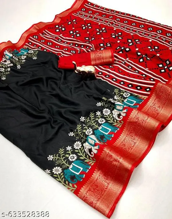Black_Shivani_Poly_Silk_Saree_With_Rich_Golden_Zari_Border_Contrast_Print_Saree_For_Women_With_Blouse_Piece_Premium_Festive_Wear_Party_Wear_Silk_Blend_Saree