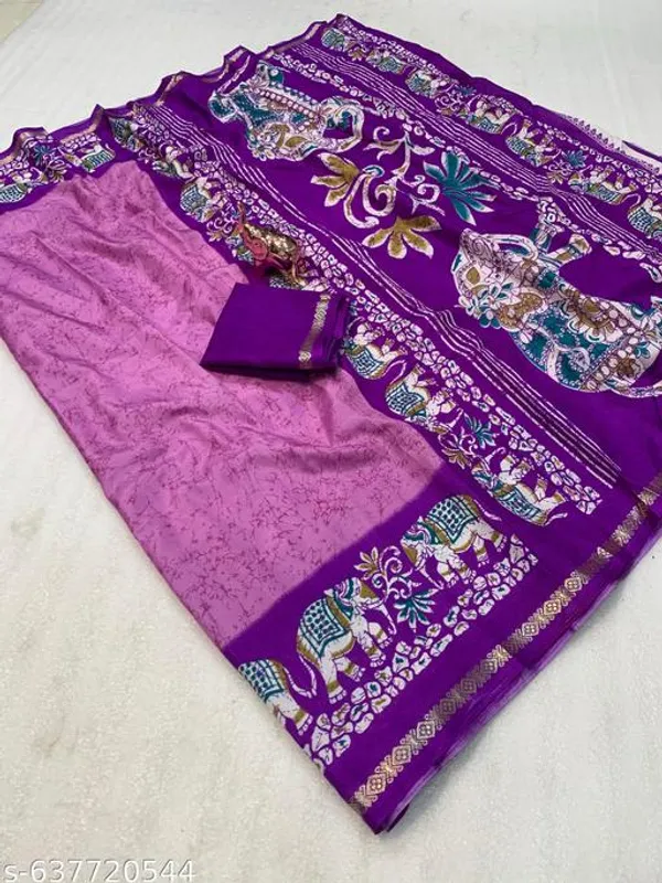 Purple_Dolla_Silk_Kalamkari_Printed_Saree_With_Contrast_Purple_Border_Blouse