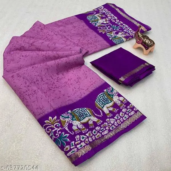 Purple_Dolla_Silk_Kalamkari_Printed_Saree_With_Contrast_Purple_Border_Blouse