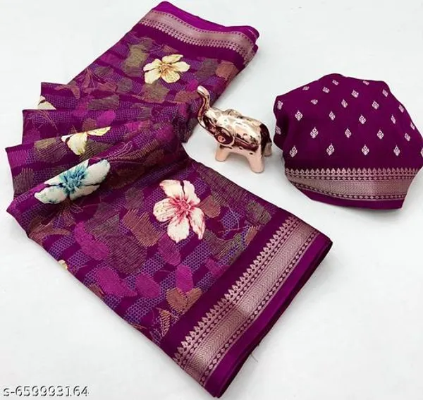 Purple_Tamanna_Wine_Purple_Blend_Cotton_Printed_Saree_For_Women_With_Zari_Border_Designer_Saree_With_Blouse_Lightweight_Daily_Office_Party_Festive_Wear