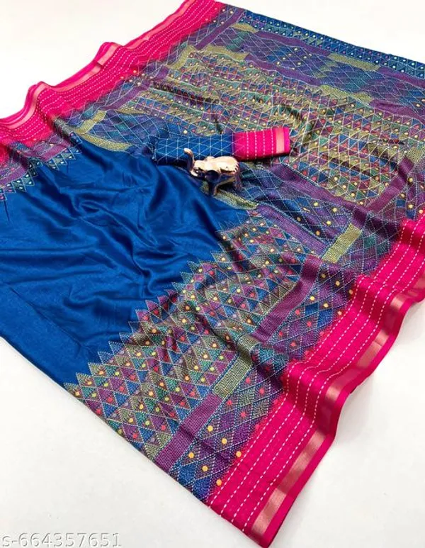Multicolor_Designer_Printed_Saree_For_Women_With_Blouse_Binny_Crape_Saree_With_Katha_Work_Zari_Border_Lightweight_Party_Festive_Office_Wear_Saree