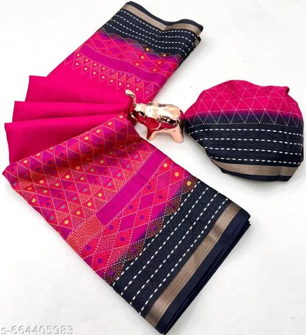 Pink_Designer_Printed_Saree_For_Women_With_Blouse_Binny_Crape_Saree_With_Katha_Work_Zari_Border_Lightweight_Party_Festive_Office_Wear_Saree