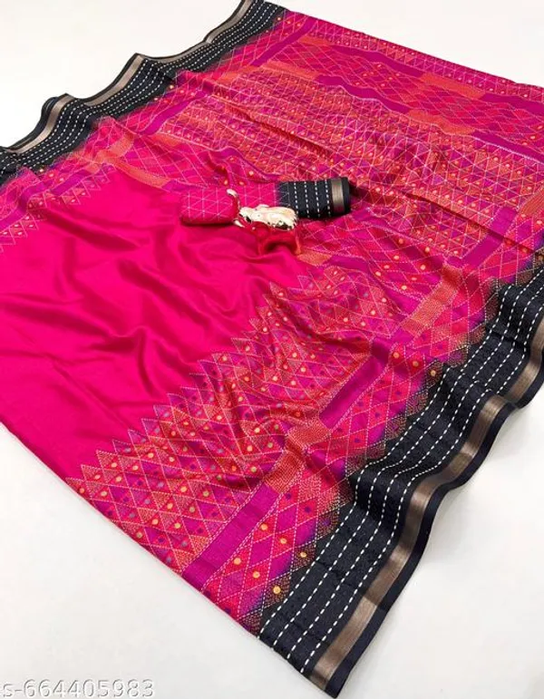 Pink_Designer_Printed_Saree_For_Women_With_Blouse_Binny_Crape_Saree_With_Katha_Work_Zari_Border_Lightweight_Party_Festive_Office_Wear_Saree