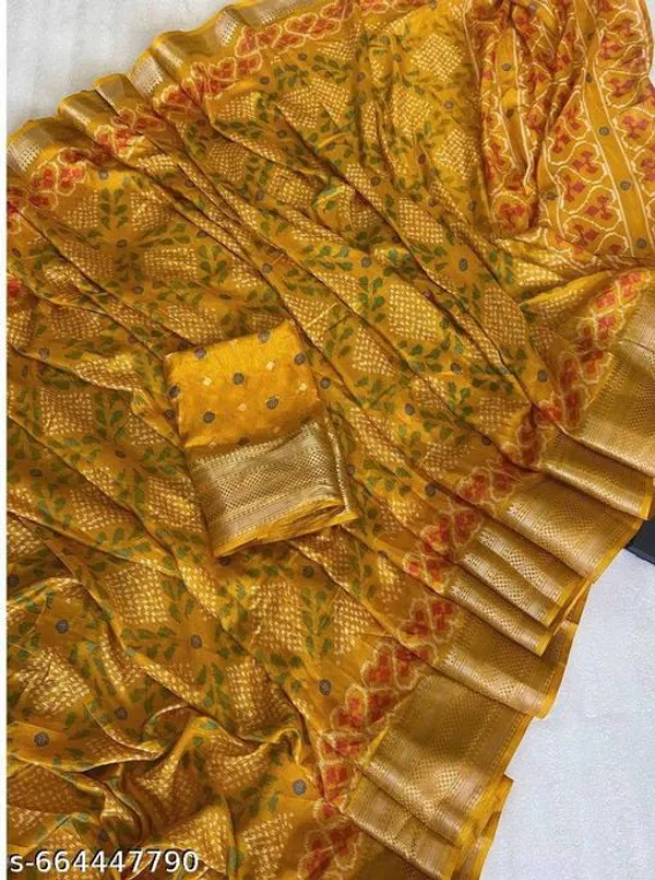 Yellow_Soft_Cotton_Muslin_Saree_For_Women_With_Blouse_Printed_Saree_With_Zari_Border_Tassels_Lightweight_Daily_Festive_Office_Wear_Saree