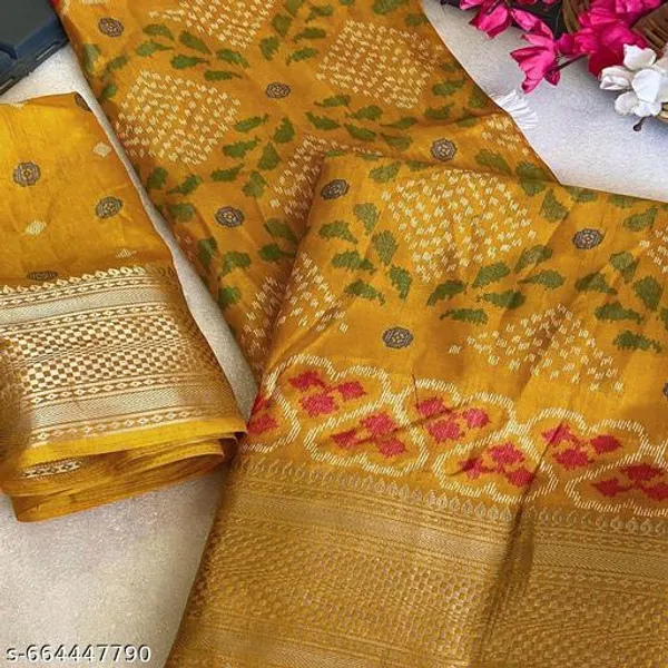 Yellow_Soft_Cotton_Muslin_Saree_For_Women_With_Blouse_Printed_Saree_With_Zari_Border_Tassels_Lightweight_Daily_Festive_Office_Wear_Saree
