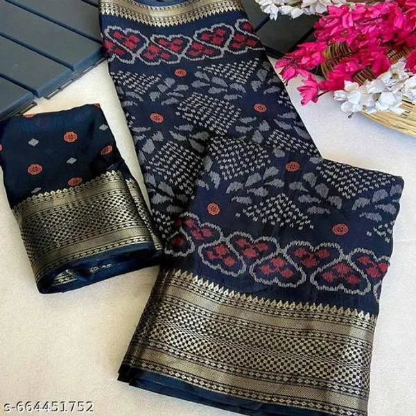 Black_Muslin_Soft_Cotton_Saree_For_Women_With_Blouse_Black_Printed_Saree_With_Zari_Border_Tassel_Pallu_Lightweight_Daily_Festive_Office_Wear_Saree