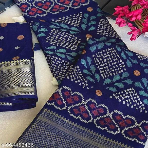 Violet_Muslin_Soft_Cotton_Saree_For_Women_With_Blouse_Navy_Blue_Printed_Saree_With_Zari_Border_Tassel_Pallu_Lightweight_Daily_Festive_Office_Wear_Saree