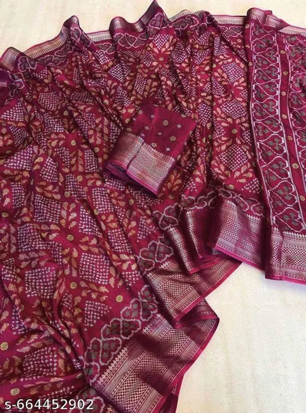 Maroon_Printed_Cotton_Saree_For_Women_With_Blouse_Saree_With_Zari_Border_Tassel_Pallu_Lightweight_Traditional_Festive_Office_Wear_Saree