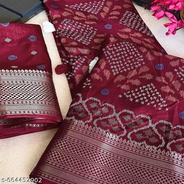 Maroon_Printed_Cotton_Saree_For_Women_With_Blouse_Saree_With_Zari_Border_Tassel_Pallu_Lightweight_Traditional_Festive_Office_Wear_Saree