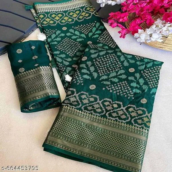 Green_Muslin_Soft_Cotton_Saree_For_Women_With_Blouse_Green_Printed_Saree_With_Zari_Border_Tassel_Pallu_Lightweight_Daily_Festive_Office_Wear_Saree