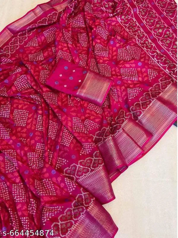 Red_Muslin_Soft_Cotton_Saree_For_Women_With_Blouse_Pink_Printed_Saree_With_Zari_Border_Tassel_Pallu_Lightweight_Daily_Festive_Office_Wear_Saree