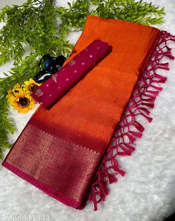 Brown_Premium_Dola_Silk_Saree_For_Women_With_Blouse_Designer_Saree_With_Jacquard_Border_Tassel_Pallu_Lightweight_Party_Festive_Wedding_Wear_Saree