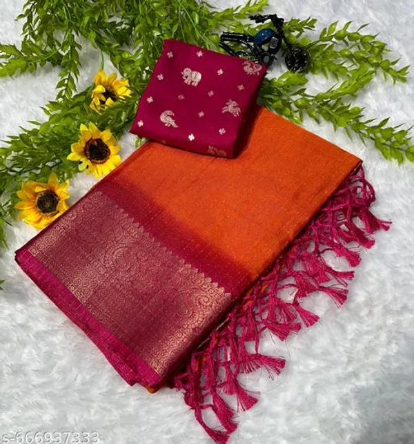 Brown_Premium_Dola_Silk_Saree_For_Women_With_Blouse_Designer_Saree_With_Jacquard_Border_Tassel_Pallu_Lightweight_Party_Festive_Wedding_Wear_Saree