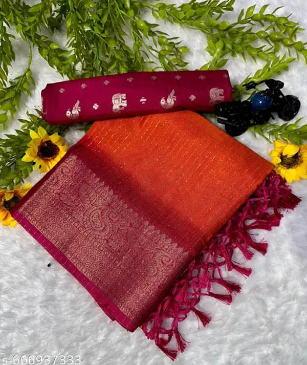 Brown_Premium_Dola_Silk_Saree_For_Women_With_Blouse_Designer_Saree_With_Jacquard_Border_Tassel_Pallu_Lightweight_Party_Festive_Wedding_Wear_Saree