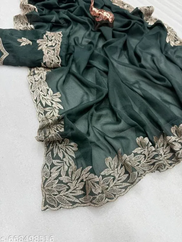 Green_Designer_Star_Georgette_Saree_For_Women_With_Blouse_Dark_Green_Embroidered_Saree_With_Zari_Cut_Work_Border_Party_Festive_Wedding_Wear_Saree