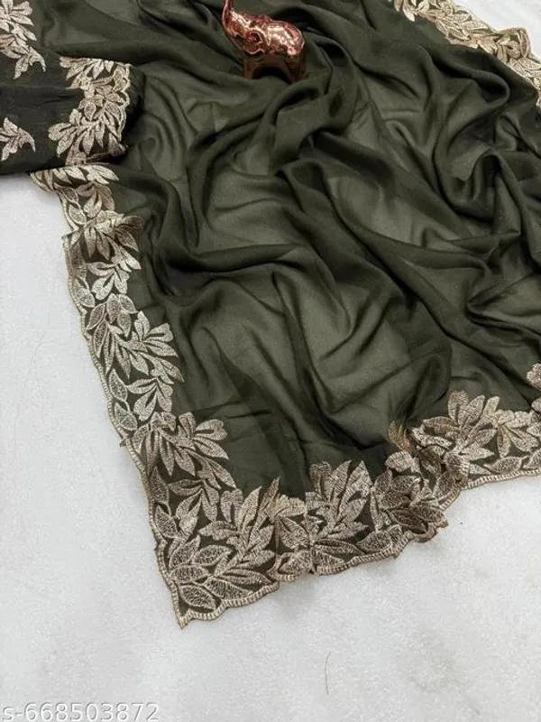 Green_Designer_Star_Georgette_Saree_For_Women_With_Blouse_Dark_Olive_Green_Embroidered_Saree_With_Zari_Cut_Work_Border_Party_Festive_Wedding_Wear