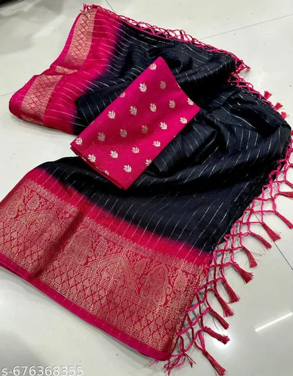 Black_Super_Premium_Mul_Cotton_Saree_For_Women_With_Matching_Blouse_Lightweight_Designer_Printed_Saree_With_Weaving_Border_Office_Daily_Festive_Wear_Saree