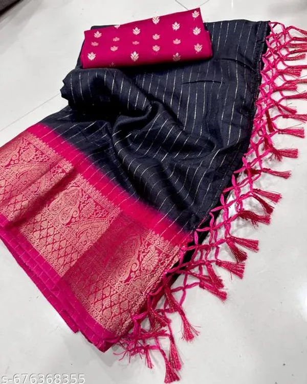 Black_Super_Premium_Mul_Cotton_Saree_For_Women_With_Matching_Blouse_Lightweight_Designer_Printed_Saree_With_Weaving_Border_Office_Daily_Festive_Wear_Saree