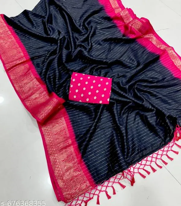 Black_Super_Premium_Mul_Cotton_Saree_For_Women_With_Matching_Blouse_Lightweight_Designer_Printed_Saree_With_Weaving_Border_Office_Daily_Festive_Wear_Saree