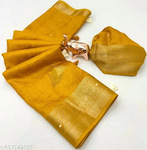 Yellow_Muslin_Cotton_Kashmiri_Design_Saree_With_Self_Jacquard_Print_Paper_Mirror_Work_Zari_Border_Festive_Party_Wear_Saree_With_Running_Blouse