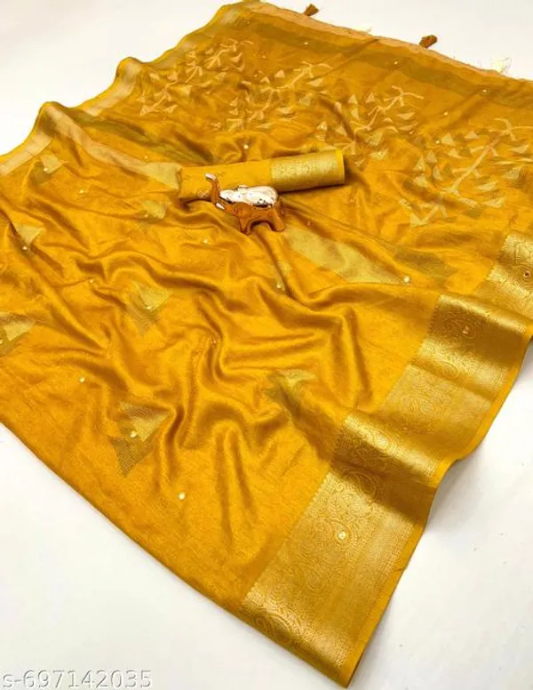 Yellow_Muslin_Cotton_Kashmiri_Design_Saree_With_Self_Jacquard_Print_Paper_Mirror_Work_Zari_Border_Festive_Party_Wear_Saree_With_Running_Blouse