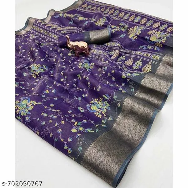 Violet_Pure_Erode_Silk_Floral_Printed_Saree_With_Rich_Grey_Zari_Border_Running_Blouse_Festive_Wear_Saree