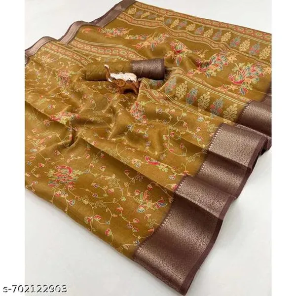 Yellow_Pure_Erode_Silk_Floral_Printed_Saree_With_Rich_Brown_Zari_Border_Running_Blouse_Traditional_Wear_Saree
