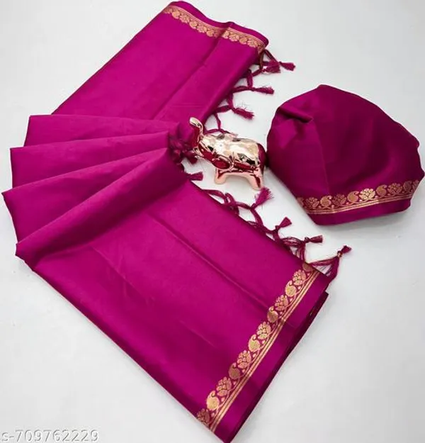 Pink_Mysore_Pure_Soft_Silk_Saree_With_Mango_Zari_Fancy_Border_Chit_Pallu_Rich_Magenta_Pink_Traditional_Wedding_Festive_Wear_Saree_For_Women