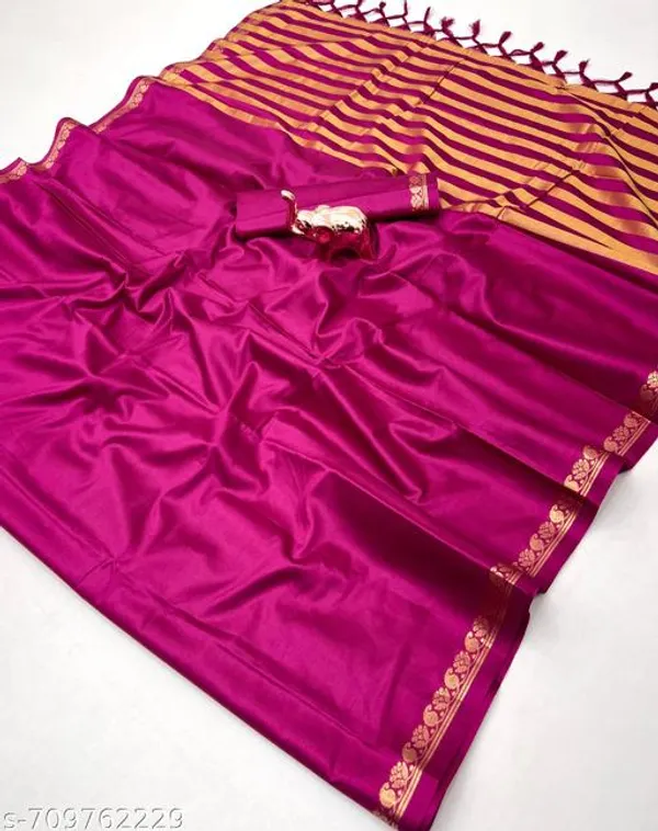 Pink_Mysore_Pure_Soft_Silk_Saree_With_Mango_Zari_Fancy_Border_Chit_Pallu_Rich_Magenta_Pink_Traditional_Wedding_Festive_Wear_Saree_For_Women