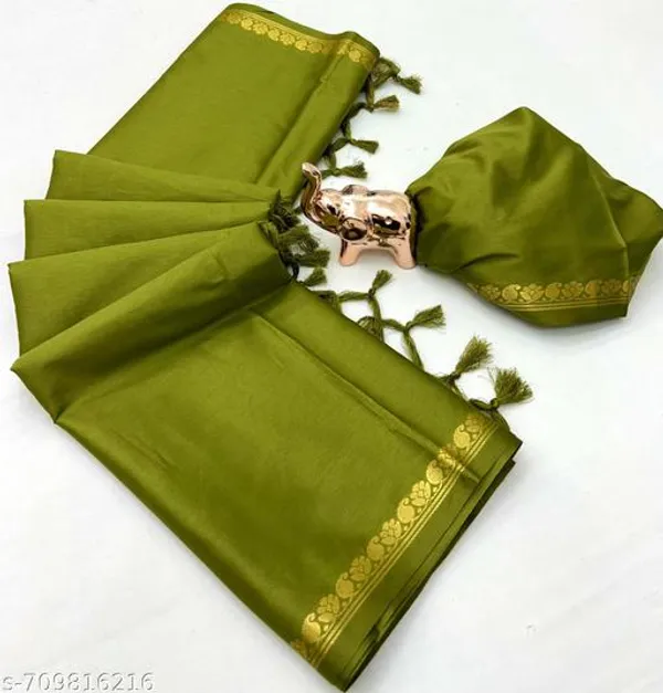 Green_Mysore_Pure_Soft_Silk_Saree_With_Mango_Zari_Fancy_Border_Chit_Pallu_Olive_Green_Traditional_Wedding_Festive_Wear_Saree_For_Women