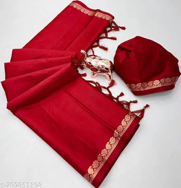 Red_Mysore_Pure_Soft_Silk_Saree_With_Mango_Zari_Fancy_Border_Chit_Pallu_Red_Traditional_Wedding_Festive_Wear_Saree_For_Women