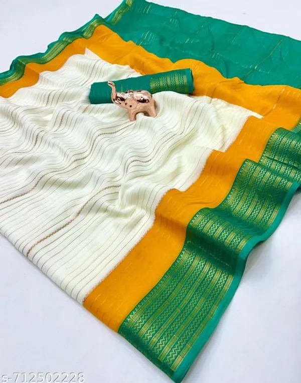 White_Veer_Vardan_2_Pure_Soft_Marshmallow_Saree_For_Women_With_All_Over_Lining_Zari_Weaving_Jacquard_Border_Elegant_Festive_Traditional_Wear_Saree_With_Blouse