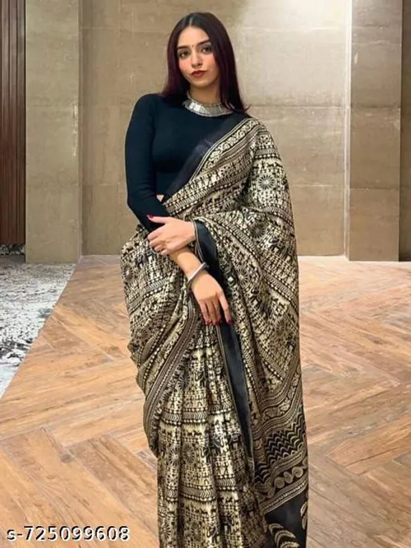 Black_Designer_Black_Satin_Printed_Saree_For_Women_With_Gold_Pattern_Party_Wear_Festive_Wedding_Saree_With_Matching_Blouse