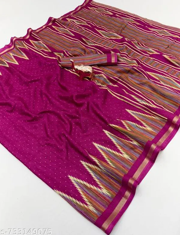 Purple_Pure_Soft_Tussar_Silk_Magenta_Saree_For_Women_With_Golden_Zari_Border_Lightweight_Traditional_Saree_For_Office_Wear_Festive_Party_Wear
