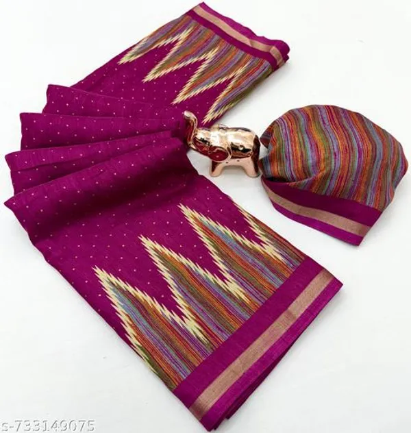 Purple_Pure_Soft_Tussar_Silk_Magenta_Saree_For_Women_With_Golden_Zari_Border_Lightweight_Traditional_Saree_For_Office_Wear_Festive_Party_Wear