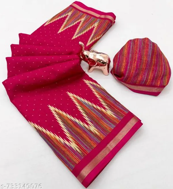 Red_Pure_Soft_Tussar_Silk_Rani_Pink_Saree_For_Women_With_Golden_Zari_Border_Lightweight_Traditional_Saree_For_Office_Festive_Party_Wear