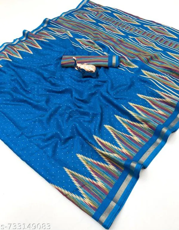 Sky_Blue_Pure_Soft_Tussar_Silk_Blue_Saree_For_Women_With_Golden_Zari_Border_Lightweight_Traditional_Saree_For_Office_Wear_Festive_Party_Wear