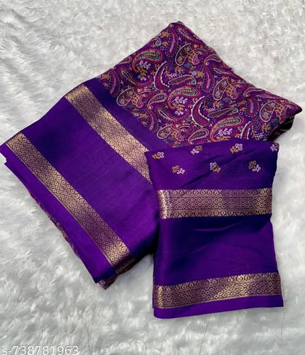 Purple_Super_Premium_Black_Dola_Silk_Saree_With_Rich_Paisley_Weaving_Golden_Border_Lightweight_Office_Formal_Wear_Saree_With_Matching_Blouse