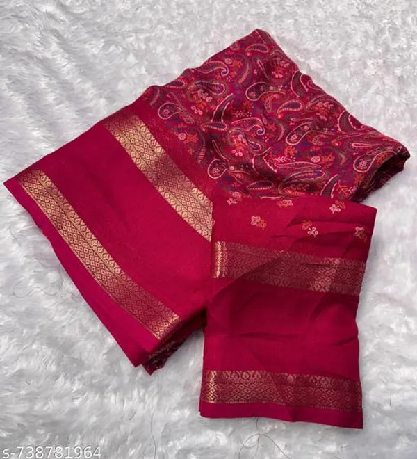Red_Super_Premium_Dola_Silk_Saree_For_Women_With_Rich_Paisley_Design_Weaving_Border_Lightweight_Formal_Office_Wear_Saree_With_Blouse