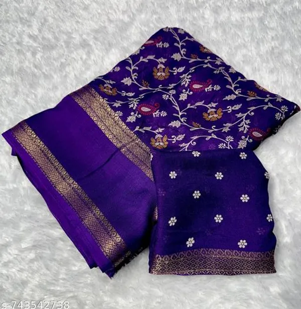 Purple_Super_Premium_Dola_Silk_Saree_With_Rich_Weaving_Border_2_Tone_Uniform_Design_Lightweight_Office_Festive_Wear_Saree_With_Matching_Blouse