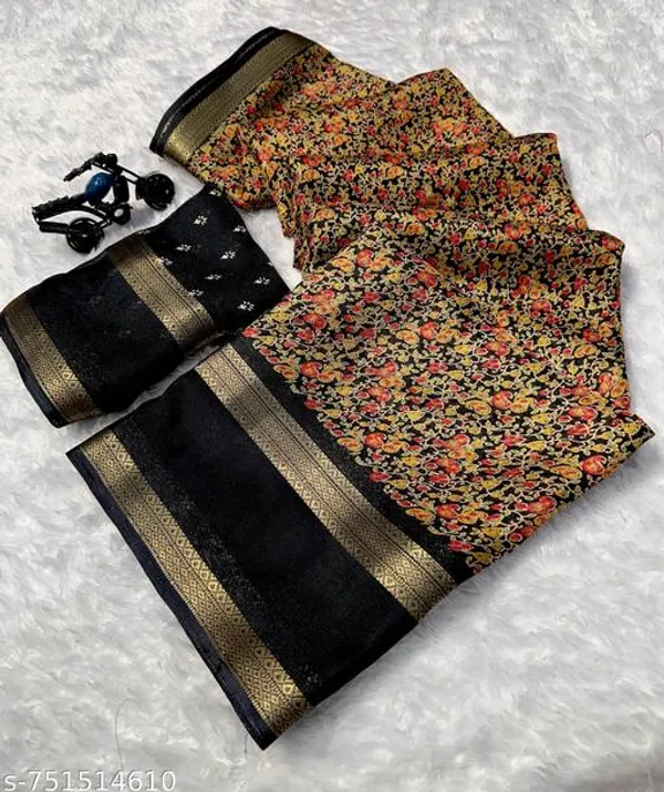 Black_Dola_Silk_Banarasi_Style_Saree_With_Rich_Floral_Woven_Pallu_Golden_Zari_Border_Traditional_Wedding_Festive_Wear_Saree_For_Women