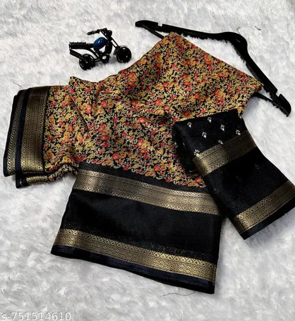 Black_Dola_Silk_Banarasi_Style_Saree_With_Rich_Floral_Woven_Pallu_Golden_Zari_Border_Traditional_Wedding_Festive_Wear_Saree_For_Women