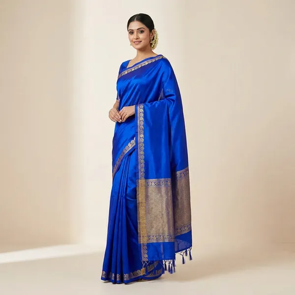 Blue_Mysore_Pure_Soft_Silk_Saree_With_Mango_Zari_Fancy_Border_Chit_Pallu_Royal_Blue_Traditional_Wedding_Festive_Wear_Saree_For_Women