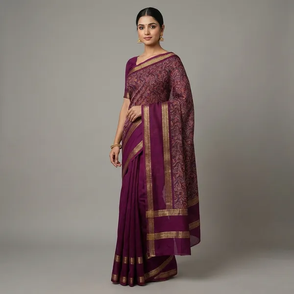 Maroon_Super_Premium_Wine_Dola_Silk_Saree_With_Rich_Paisley_Weaving_Golden_Border_Lightweight_Office_Formal_Wear_Saree_With_Matching_Blouse